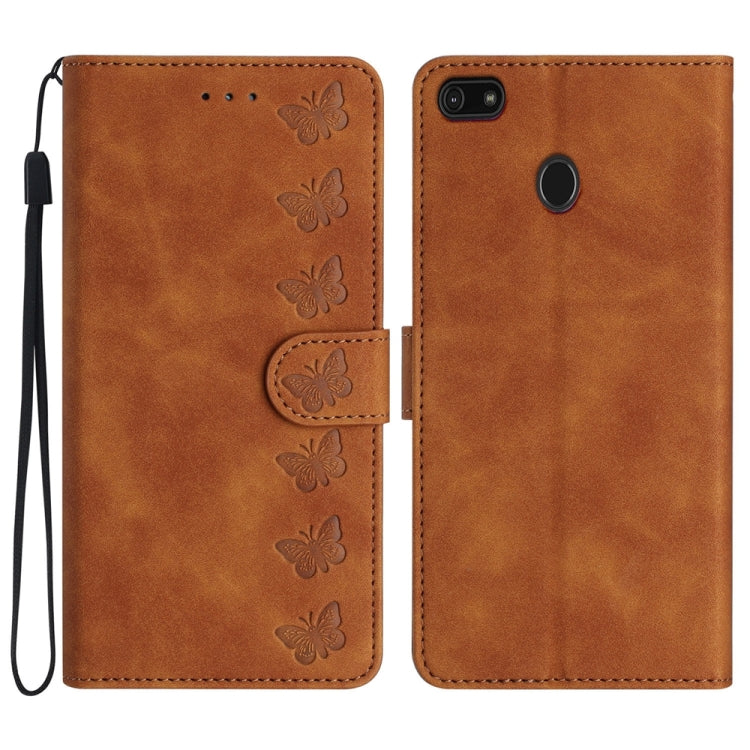 Custodia per telefono in pelle goffrata con sette farfalle, For Motorola One Action, For Motorola Moto E6 Play, For Motorola Moto G7 Power