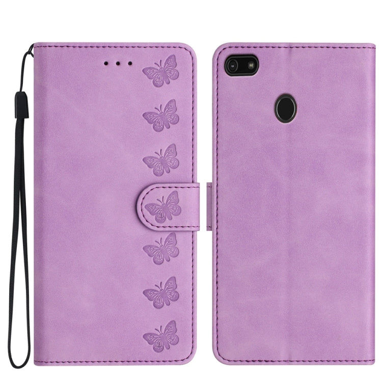 Custodia per telefono in pelle goffrata con sette farfalle, For Motorola One Action, For Motorola Moto E6 Play, For Motorola Moto G7 Power