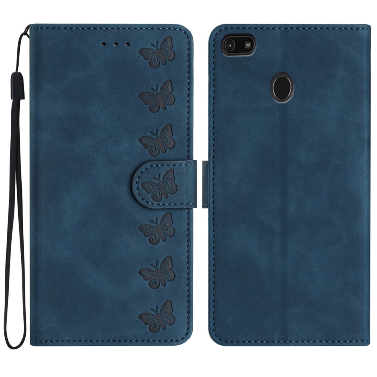 Custodia per telefono in pelle goffrata con sette farfalle, For Motorola One Action, For Motorola Moto E6 Play, For Motorola Moto G7 Power