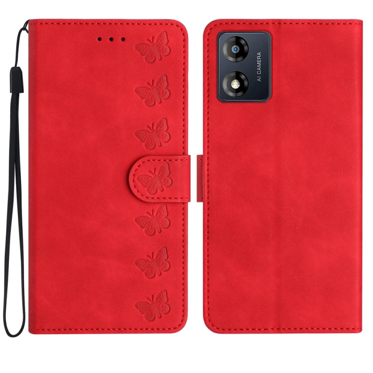 Custodia per telefono in pelle goffrata con sette farfalle, For Motorola Moto G14 4G, For Motorola Edge 40, For Motorola Moto G13, For Motorola Moto E13