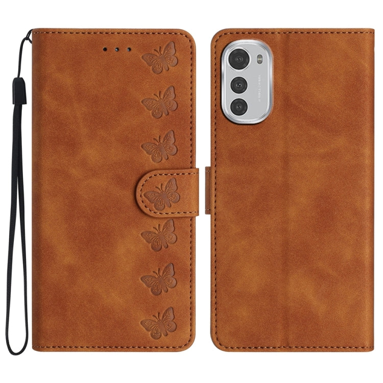 Custodia per telefono in pelle goffrata con sette farfalle, For Motorola Moto E32, For Motorola Moto G52, For Motorola Moto G22, For Motorola Moto E20