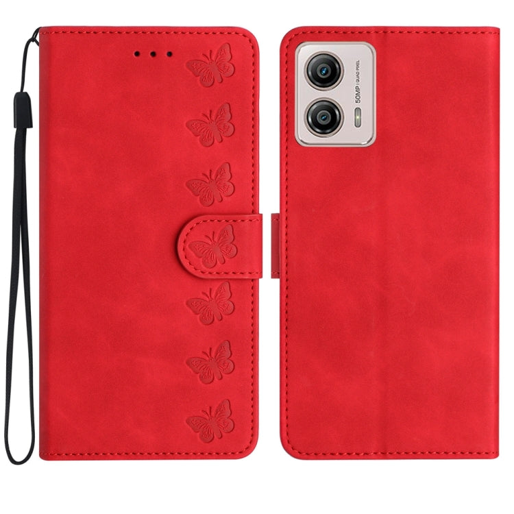 Custodia per telefono in pelle goffrata con sette farfalle, For Motorola Moto G14 4G, For Motorola Edge 40, For Motorola Moto G13, For Motorola Moto E13