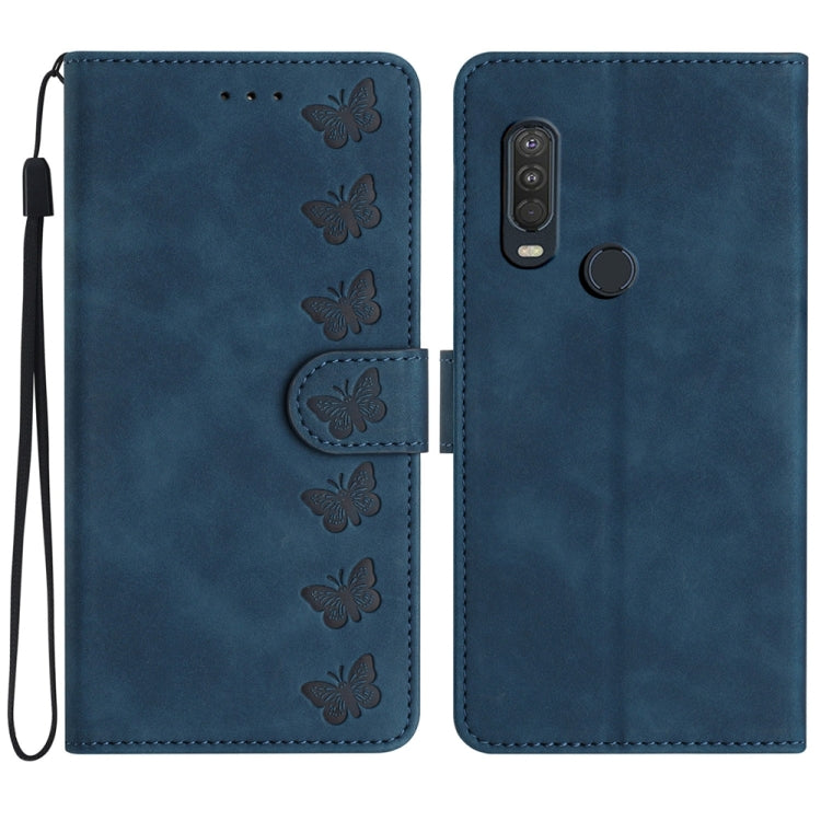 Custodia per telefono in pelle goffrata con sette farfalle, For Motorola One Action, For Motorola Moto E6 Play, For Motorola Moto G7 Power