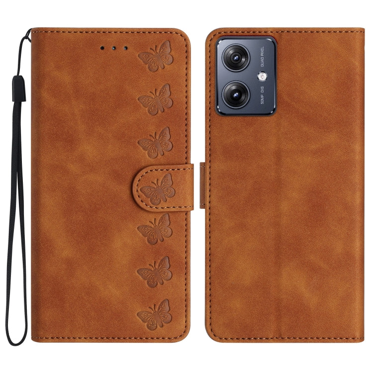 Custodia per telefono in pelle goffrata con sette farfalle, For Motorola Edge 50 Pro, For Motorola Edge 50 Fusion, For Motorola Moto G84 5G, For Motorola Moto G54 5G