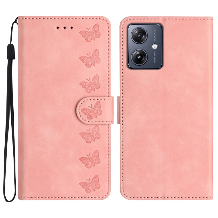 Custodia per telefono in pelle goffrata con sette farfalle, For Motorola Edge 50 Pro, For Motorola Edge 50 Fusion, For Motorola Moto G84 5G, For Motorola Moto G54 5G