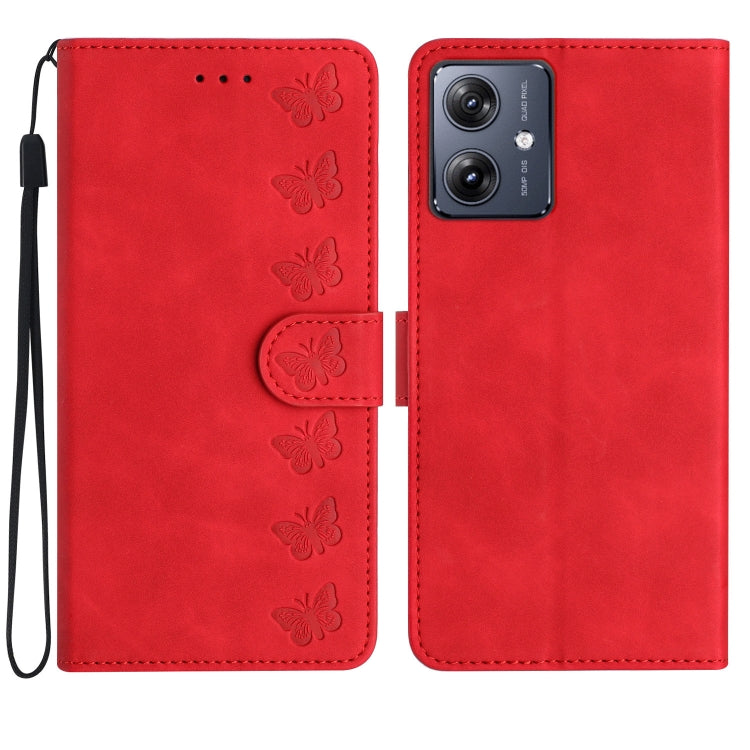 Custodia per telefono in pelle goffrata con sette farfalle, For Motorola Edge 50 Pro, For Motorola Edge 50 Fusion, For Motorola Moto G84 5G, For Motorola Moto G54 5G