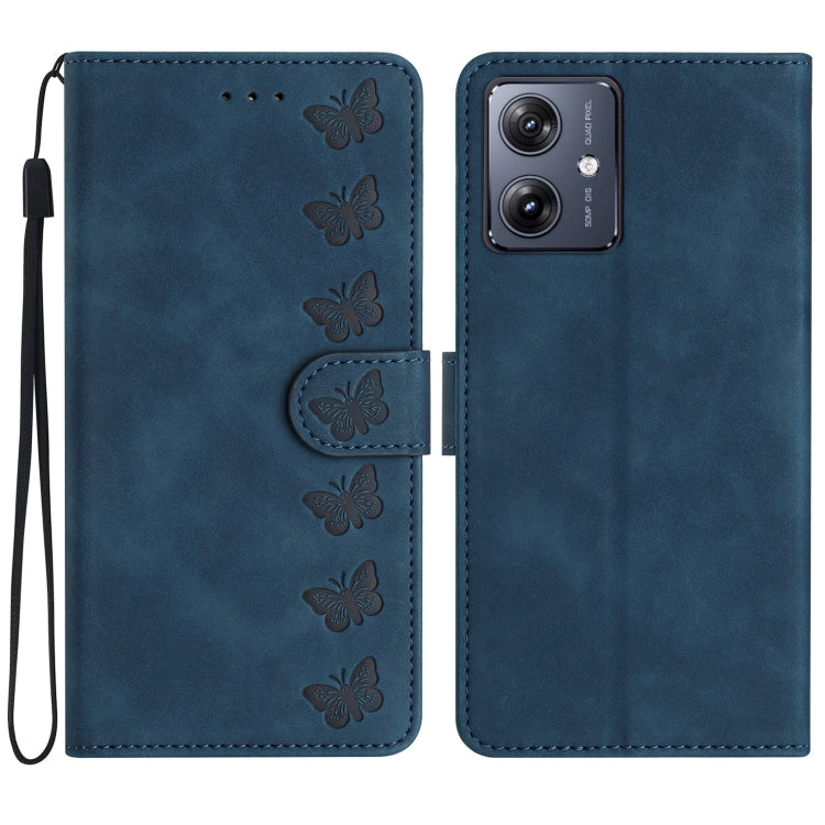 Custodia per telefono in pelle goffrata con sette farfalle, For Motorola Edge 50 Pro, For Motorola Edge 50 Fusion, For Motorola Moto G84 5G, For Motorola Moto G54 5G