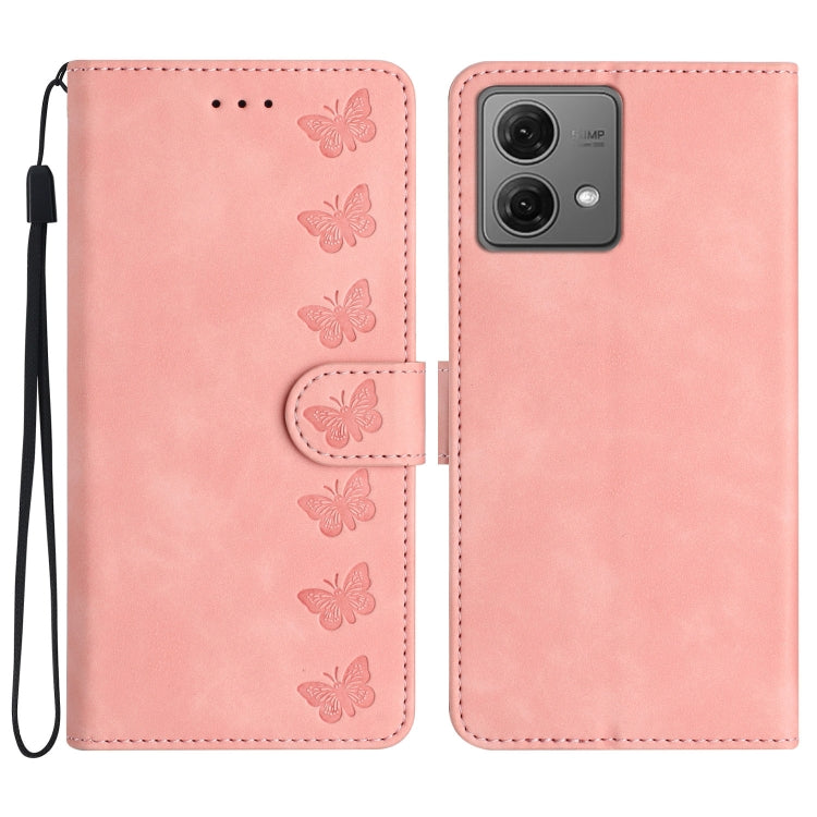 Custodia per telefono in pelle goffrata con sette farfalle, For Motorola Edge 50 Pro, For Motorola Edge 50 Fusion, For Motorola Moto G84 5G, For Motorola Moto G54 5G