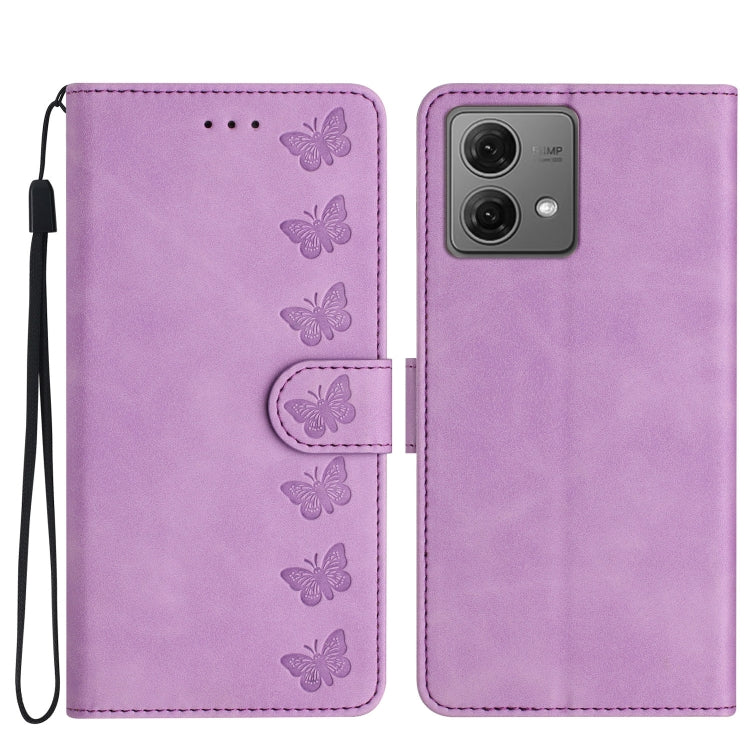 Custodia per telefono in pelle goffrata con sette farfalle, For Motorola Edge 50 Pro, For Motorola Edge 50 Fusion, For Motorola Moto G84 5G, For Motorola Moto G54 5G