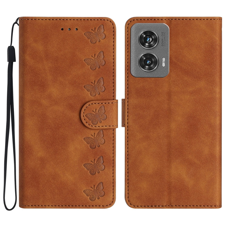 Custodia per telefono in pelle goffrata con sette farfalle, For Motorola Edge 50 Pro, For Motorola Edge 50 Fusion, For Motorola Moto G84 5G, For Motorola Moto G54 5G