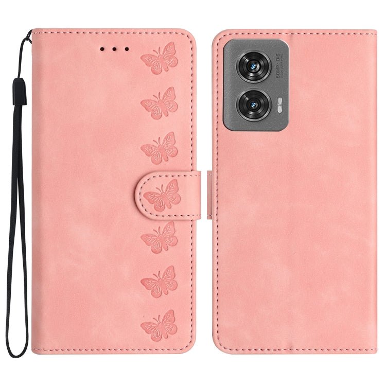 Custodia per telefono in pelle goffrata con sette farfalle, For Motorola Edge 50 Pro, For Motorola Edge 50 Fusion, For Motorola Moto G84 5G, For Motorola Moto G54 5G