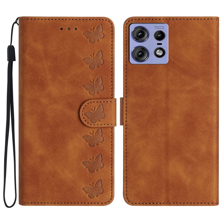 Custodia per telefono in pelle goffrata con sette farfalle, For Motorola Edge 50 Pro, For Motorola Edge 50 Fusion, For Motorola Moto G84 5G, For Motorola Moto G54 5G