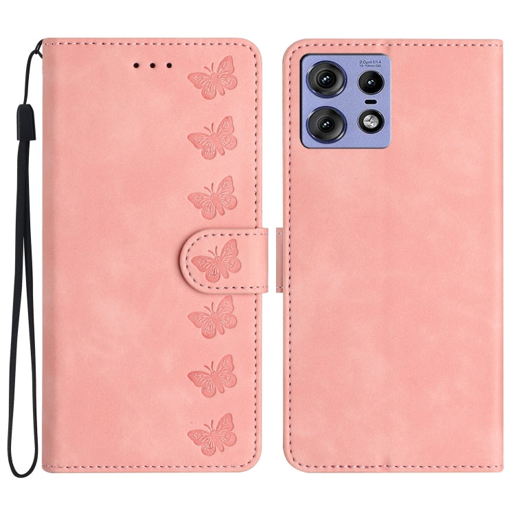 Custodia per telefono in pelle goffrata con sette farfalle, For Motorola Edge 50 Pro, For Motorola Edge 50 Fusion, For Motorola Moto G84 5G, For Motorola Moto G54 5G