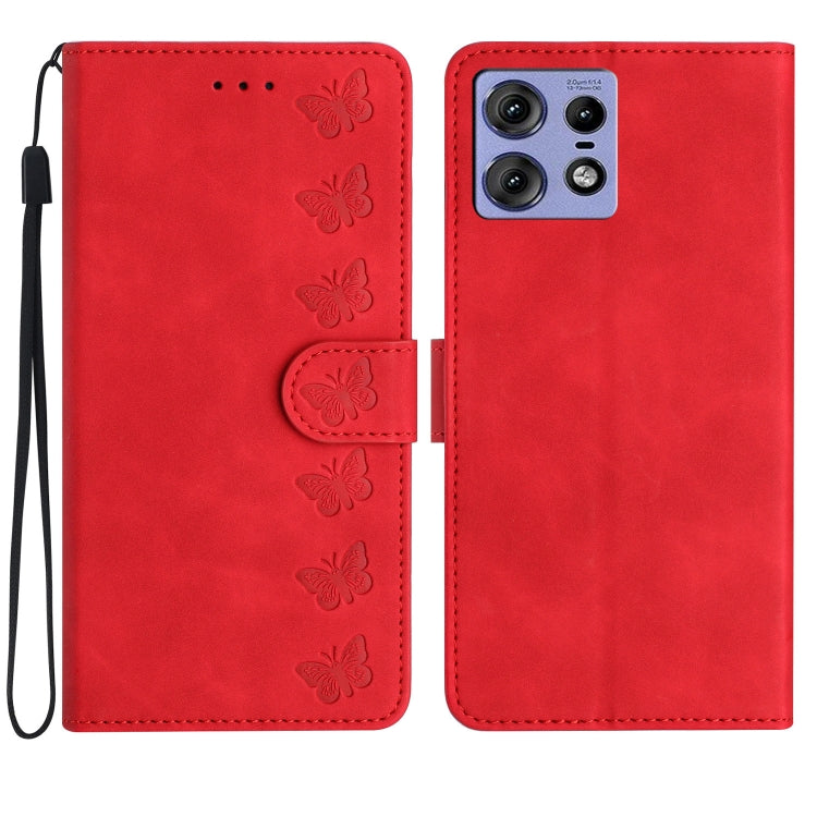 Custodia per telefono in pelle goffrata con sette farfalle, For Motorola Edge 50 Pro, For Motorola Edge 50 Fusion, For Motorola Moto G84 5G, For Motorola Moto G54 5G