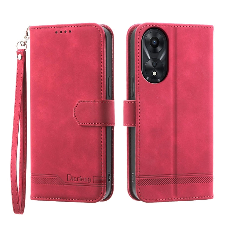 Dierfeng Dream Line TPU + Custodia per telefono in pelle PU, For OPPO A78 5G Global/A58x Global/A1x 5G, For OPPO A79 5G