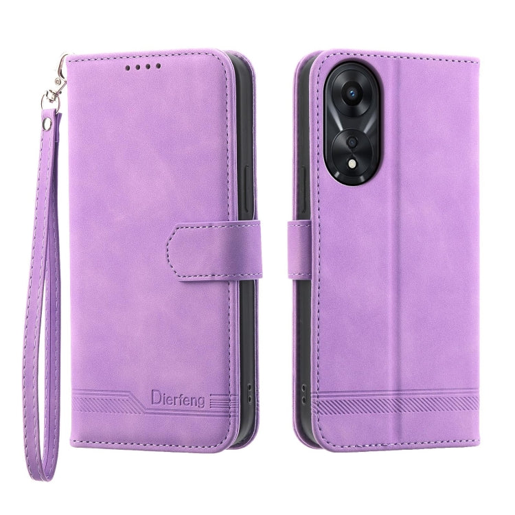 Dierfeng Dream Line TPU + Custodia per telefono in pelle PU, For OPPO A78 5G Global/A58x Global/A1x 5G, For OPPO A79 5G