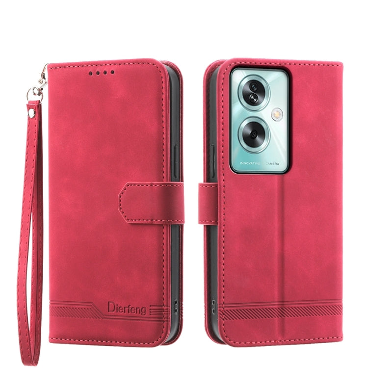 Dierfeng Dream Line TPU + Custodia per telefono in pelle PU, For OPPO A78 5G Global/A58x Global/A1x 5G, For OPPO A79 5G