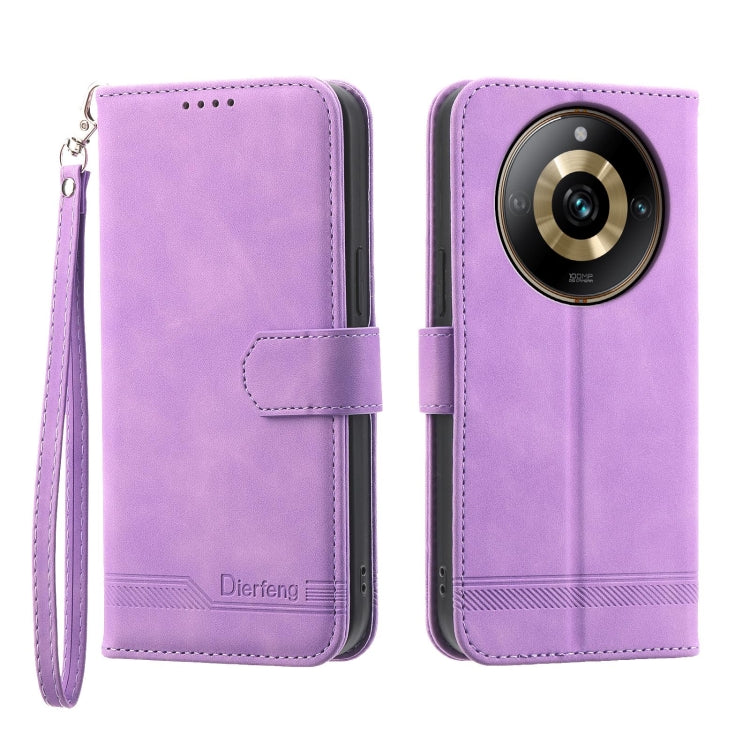 Dierfeng Dream Line TPU + Custodia per telefono in pelle PU, For Realme 11 5G, For Realme 11 Pro 5G / 11 Pro+ 5G