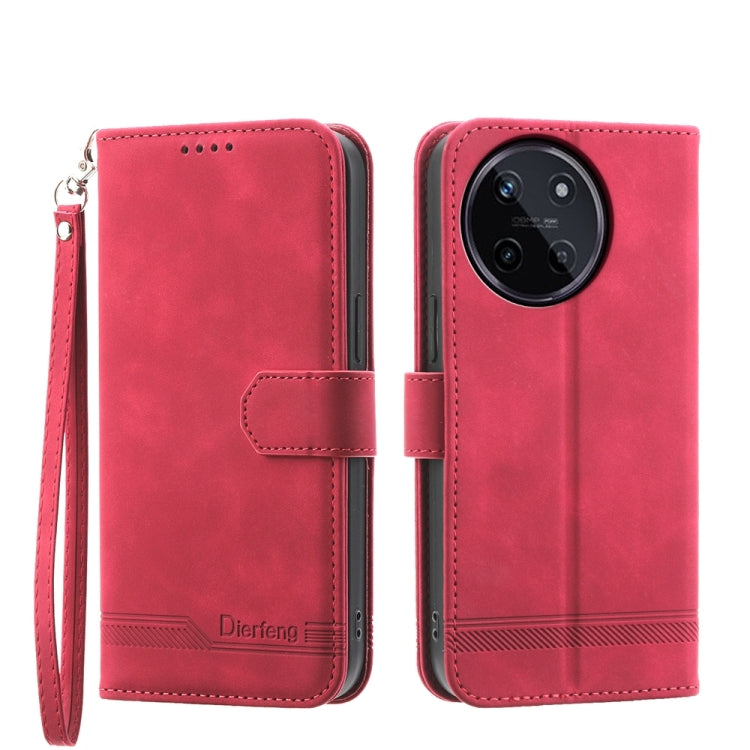 Dierfeng Dream Line TPU + Custodia per telefono in pelle PU, For Realme 12 5G, For Realme 12+, For Realme 12 Pro+, For Realme 11 4G