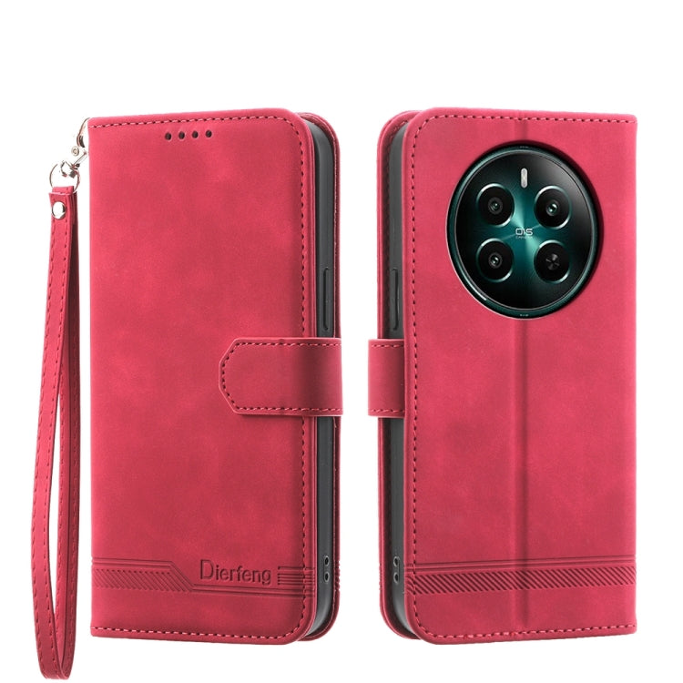 Dierfeng Dream Line TPU + Custodia per telefono in pelle PU, For Realme 12 5G, For Realme 12+, For Realme 12 Pro+, For Realme 11 4G