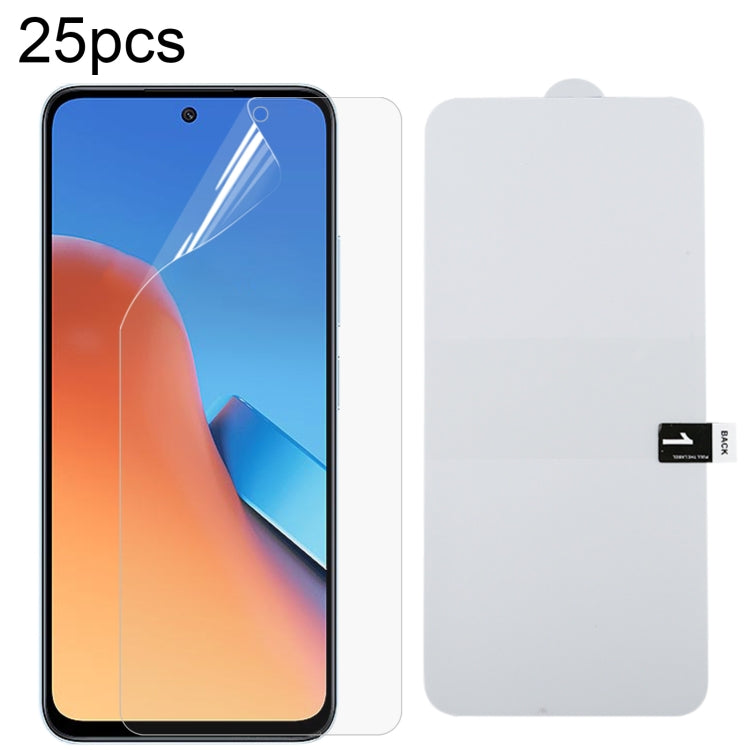 Pellicola idrogel antideflagrante per protezione schermo intero da 25 pezzi, For Xiaomi Redmi 12 / 12R / 12 5G / Note 12R / Poco M6 Pro, For Xiaomi 13T Pro, For Xiaomi Redmi Note 12T Pro, For Xiaomi 13T