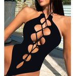 La cinghia vuota lega il costume da bagno intero stretto sexy del bikini, S, M, L