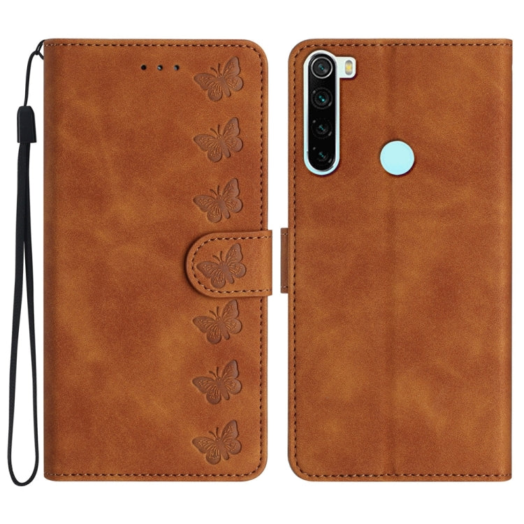 Custodia per telefono in pelle goffrata con sette farfalle, For Xiaomi Redmi Note 8T