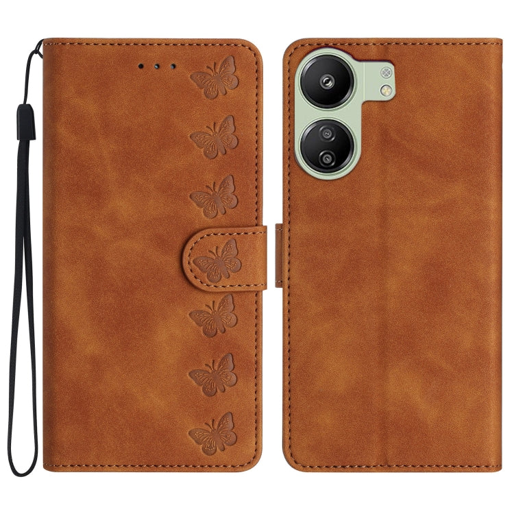 Custodia per telefono in pelle goffrata con sette farfalle, For Xiaomi Redmi 13C 4G, For Xiaomi 13T, For Xiaomi Mi 11 Lite, For Xiaomi Redmi Note 12 Pro 5G Global