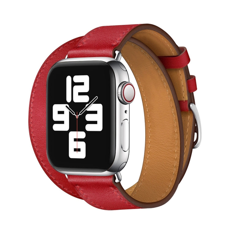 Cinturino di ricambio con cinturino in pelle a doppio anello, For Apple Watch Series 7 41mm / 6 & SE & 5 & 4 40mm / 3 & 2 & 1 38mm, For Apple Watch Ultra 49mm / Series 8&7 45mm / SE 2&6&SE&5&4 44mm / 3&2&1 42mm                                          ...