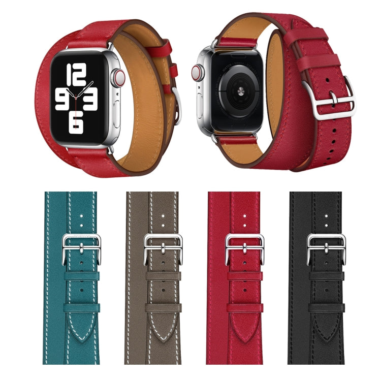 Cinturino di ricambio con cinturino in pelle a doppio anello, For Apple Watch Series 7 41mm / 6 & SE & 5 & 4 40mm / 3 & 2 & 1 38mm, For Apple Watch Ultra 49mm / Series 8&7 45mm / SE 2&6&SE&5&4 44mm / 3&2&1 42mm                                          ...