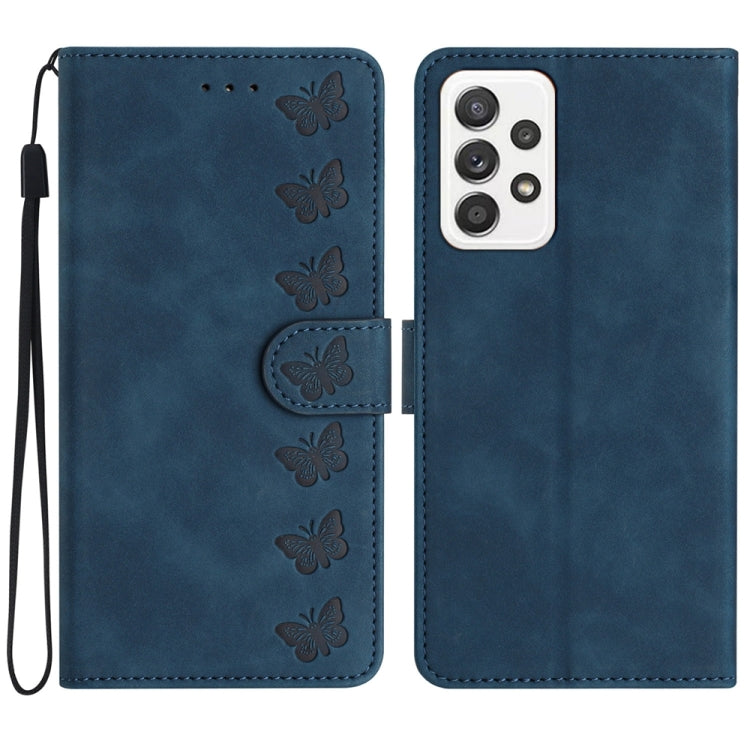 Custodia per telefono in pelle goffrata con sette farfalle, For Samsung Galaxy A52 5G, For Samsung Galaxy A53, For Samsung Galaxy A54, For Samsung Galaxy A70