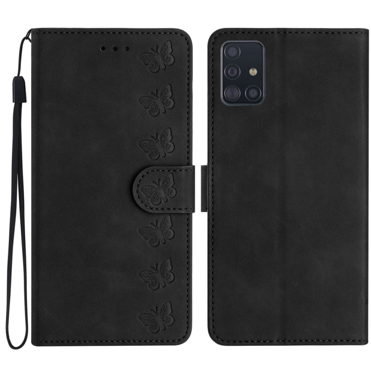 Custodia per telefono in pelle goffrata con sette farfalle, For Samsung Galaxy A71, For Samsung Galaxy A72 5G, For Samsung Galaxy A73 5G, For Samsung Galaxy M23