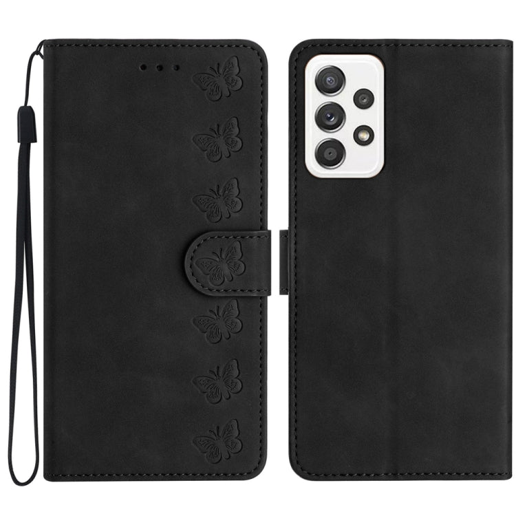 Custodia per telefono in pelle goffrata con sette farfalle, For Samsung Galaxy A71, For Samsung Galaxy A72 5G, For Samsung Galaxy A73 5G, For Samsung Galaxy M23