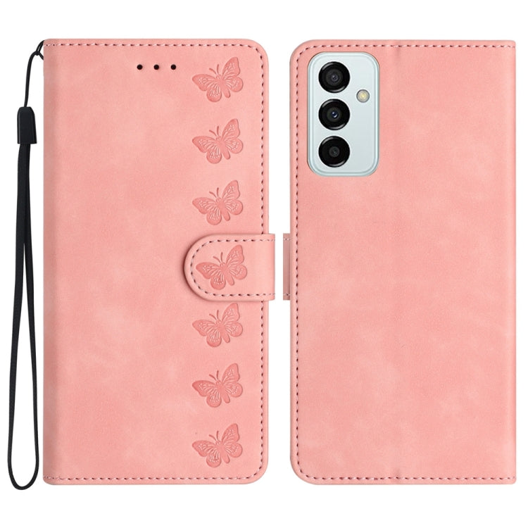 Custodia per telefono in pelle goffrata con sette farfalle, For Samsung Galaxy A71, For Samsung Galaxy A72 5G, For Samsung Galaxy A73 5G, For Samsung Galaxy M23