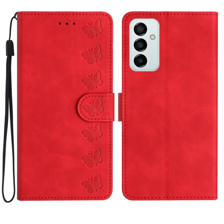 Custodia per telefono in pelle goffrata con sette farfalle, For Samsung Galaxy A71, For Samsung Galaxy A72 5G, For Samsung Galaxy A73 5G, For Samsung Galaxy M23