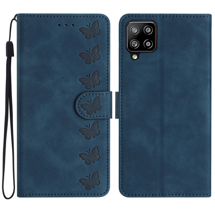 Custodia per telefono in pelle goffrata con sette farfalle, For Samsung Galaxy M32, For Samsung Galaxy M52 5G, For Samsung Galaxy M53