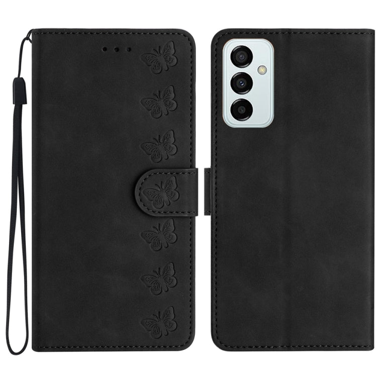 Custodia per telefono in pelle goffrata con sette farfalle, For Samsung Galaxy M32, For Samsung Galaxy M52 5G, For Samsung Galaxy M53