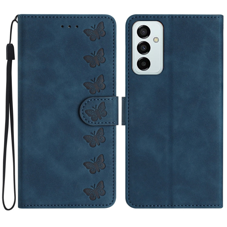Custodia per telefono in pelle goffrata con sette farfalle, For Samsung Galaxy M32, For Samsung Galaxy M52 5G, For Samsung Galaxy M53