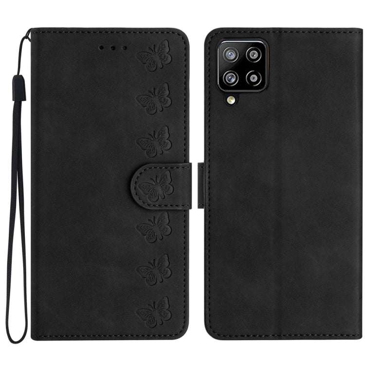 Custodia per telefono in pelle goffrata con sette farfalle, For Samsung Galaxy M32, For Samsung Galaxy M52 5G, For Samsung Galaxy M53