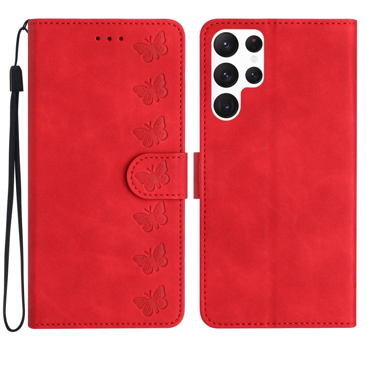 Custodia portafoglio in pelle con farfalle per smartphone Samsung