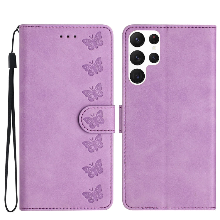 Custodia portafoglio in pelle con farfalle per smartphone Samsung