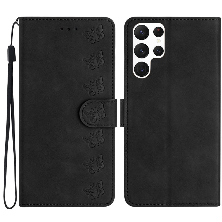 Custodia portafoglio in pelle con farfalle per smartphone Samsung