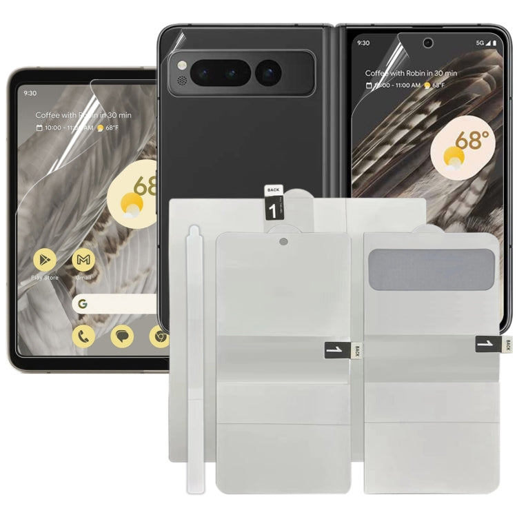 Full Screen Protector Pellicola idrogel antideflagrante per schermo grande + anteriore + posteriore, For Google Pixel Fold Big + Front + Back
