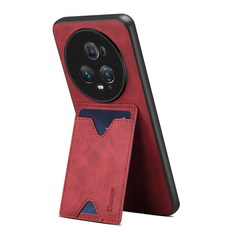 Custodia per telefono con supporto per slot per schede con copertina posteriore Denior PU, For Honor Magic5 Ultimate