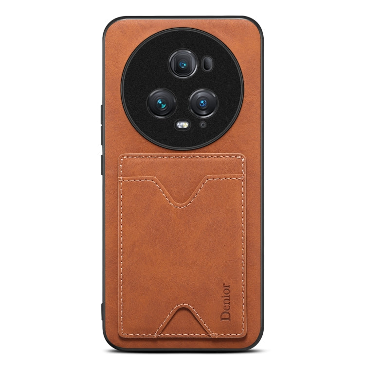 Custodia per telefono con supporto per slot per schede con copertina posteriore Denior PU, For Honor Magic5 Ultimate