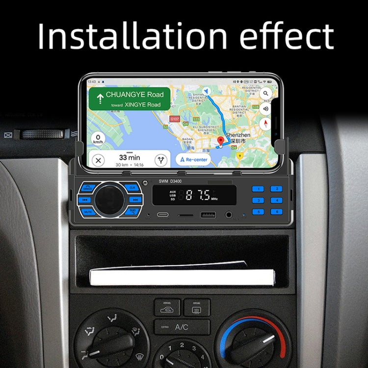 SWM D3400 Supporto per lettore MP3 Bluetooth per auto Assistente vocale intelligente / FM