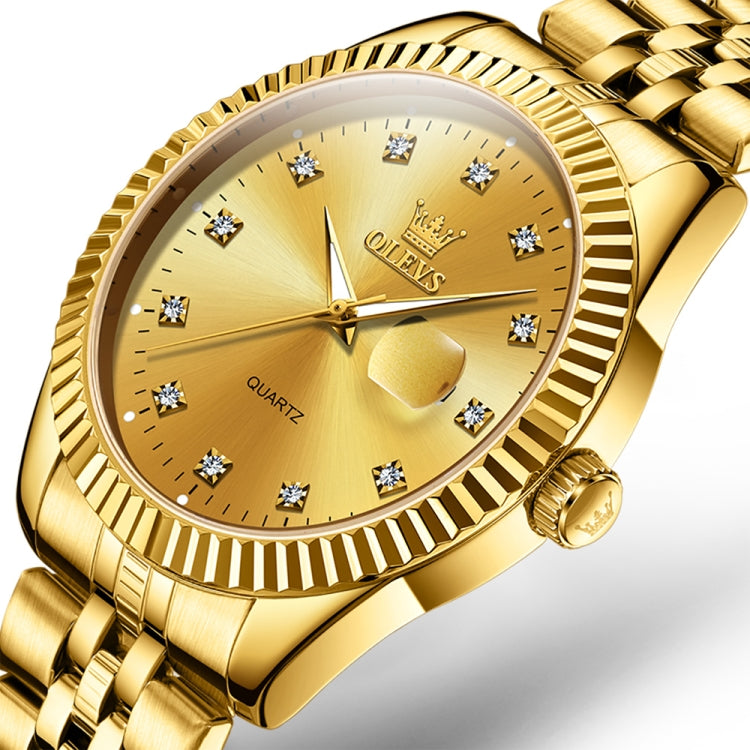 OLEVS 5526 Orologio al quarzo impermeabile luminoso con set di diamanti da uomo