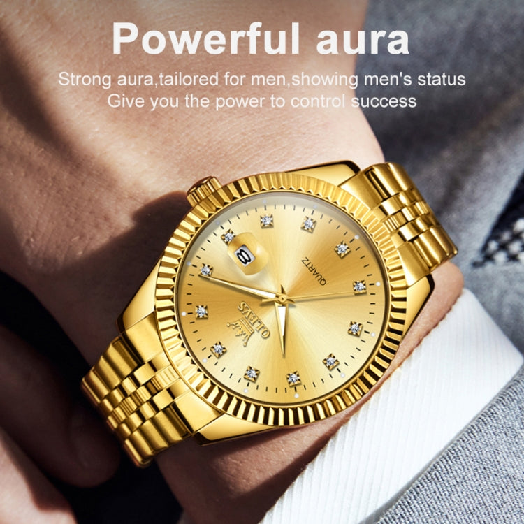 OLEVS 5526 Orologio al quarzo impermeabile luminoso con set di diamanti da uomo