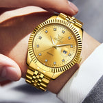 OLEVS 5526 Orologio al quarzo impermeabile luminoso con set di diamanti da uomo