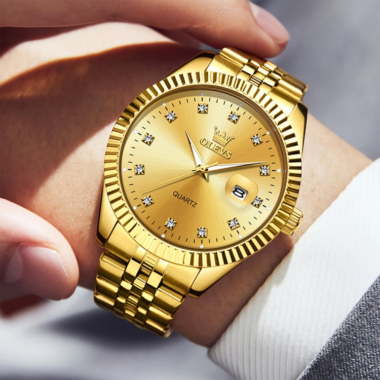 OLEVS 5526 Orologio al quarzo impermeabile luminoso con set di diamanti da uomo